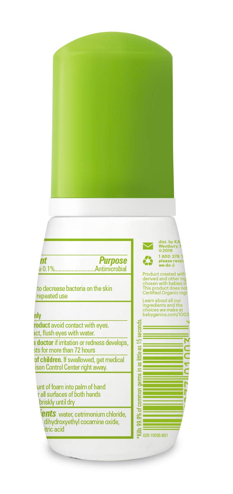 [Australia] - Babyganics Foaming Pump Hand Sanitizer, Alcohol Free, Travel Size, Fragrance Free, Kills 99.9% of Common Bacteria, Moisturizing, 1.69oz (Pack of 6) 1.69 Fl Oz (Pack of 6) 