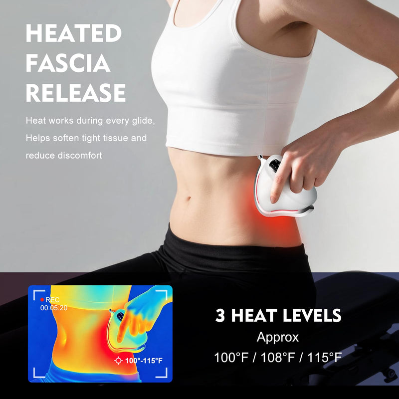 Heated Muscle Scraper Tool, Soothesilk2 Sculptwave for Full Body | Vibration Massage, Heat, Red Light, Pulse Stimulation 3.5 Inch