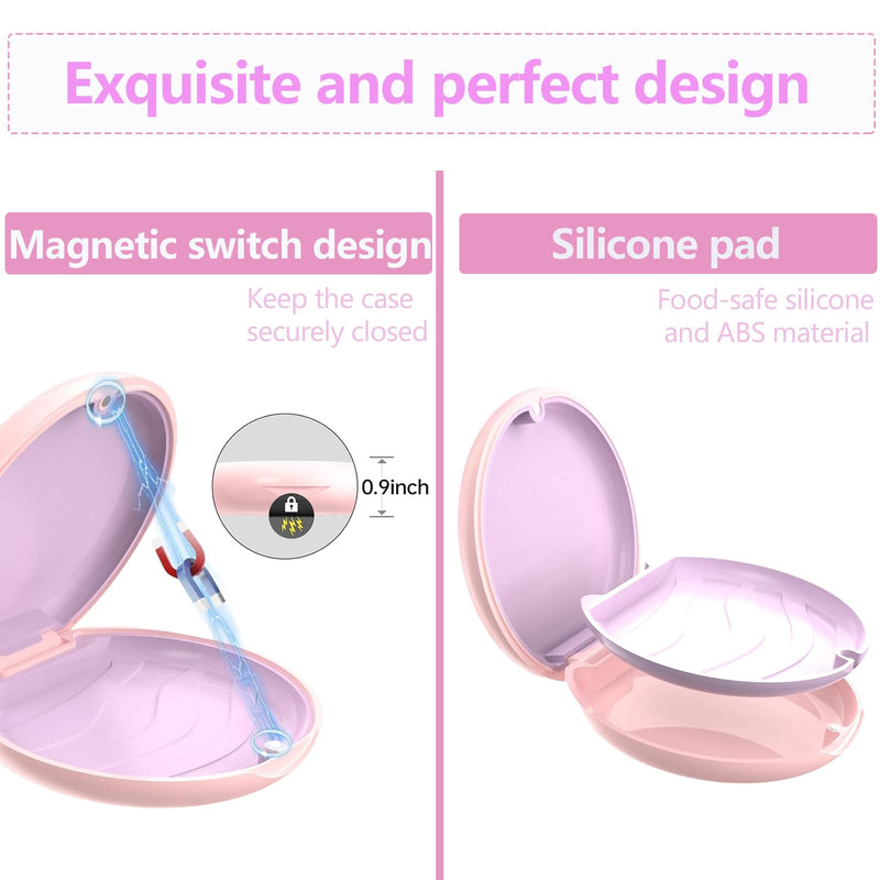 [Australia] - Retainer Case, Slim Aligner Cases for Invisalign, Mouthguard Case with Removal Tools& Aligners Chewies& Brush, Removable Inner Tray Silicone for Easy Cleaning (Pink) Pink 