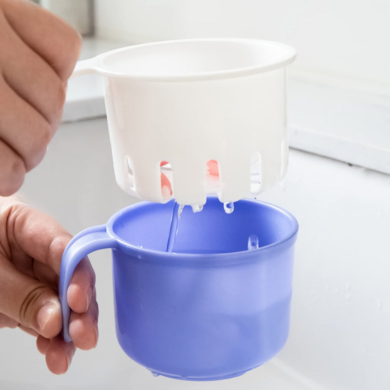[Australia] - Large Denture Baths Cup, False Teeth Bath Cup with Strainer and Lid for Soaking Dentures or Storing Pacifier, Capacity 10.6 Oz 