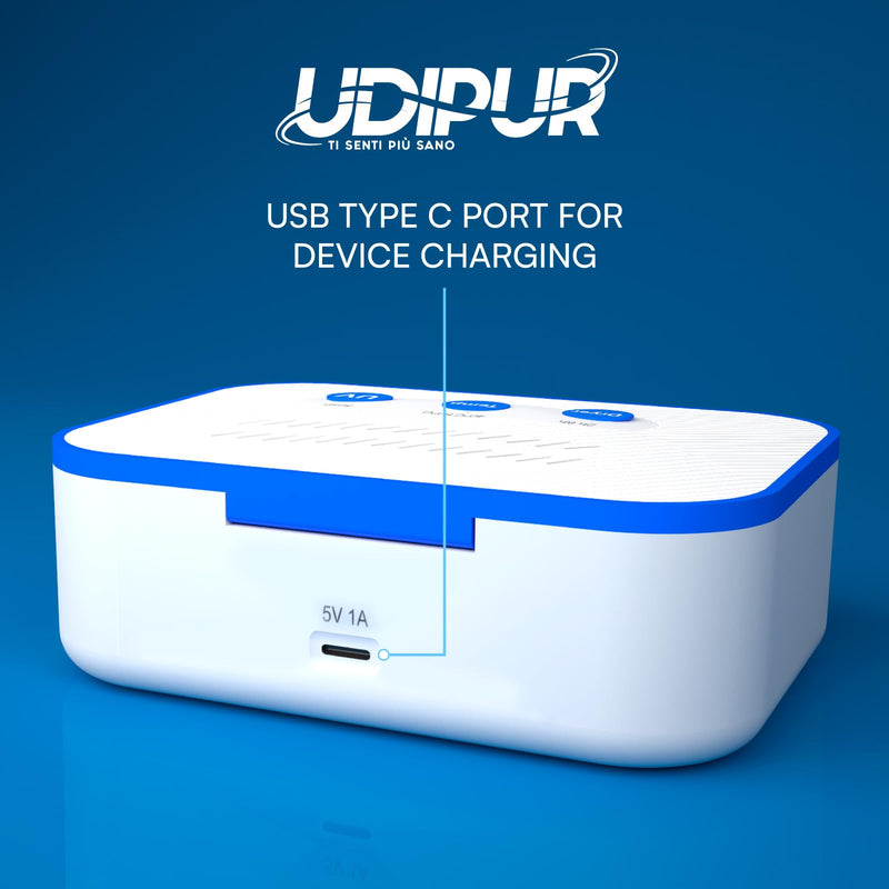 3in1 Multifunction Station with UV Sterilisation Drying and Charging USB Type-C for Hearing Aids Udipur Temperature Adjustable Up to 50°C - 110x90x40mm