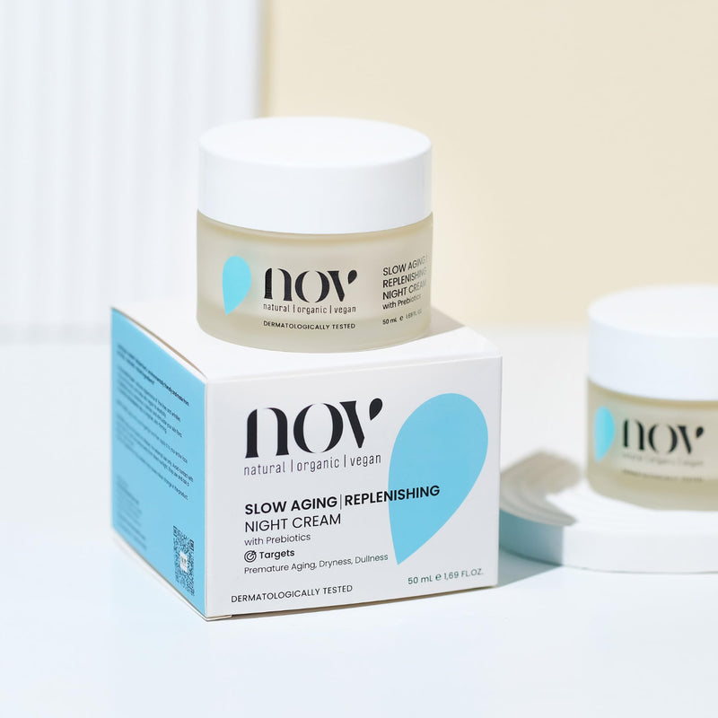 NOV Slow Aging Replenishing Night Cream - Face Moisturizer with Rose Hip Oil - Moisturizer Face Cream to Reduce Fine Lines and Aging Spots - 1.69 oz