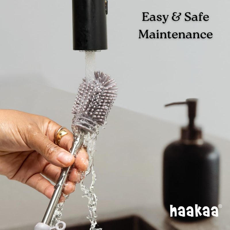 [Australia] - Haakaa Silicone Cleaning Brush Kit ‚Äì Household Cleaning Brushes for Bottles and Crevices ‚Äì Food-Grade Silicone: Dishwasher Safe (Brush-Grey) Brush-grey 