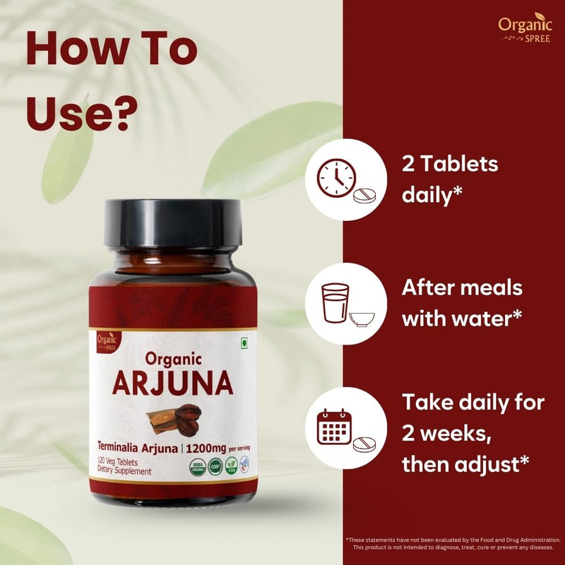 [Australia] - Arjuna 120 Tablets ‚Äì USDA Organic Terminalia Arjuna Supplement ‚Äì Supports Heart & Cardiovascular Health* 1 