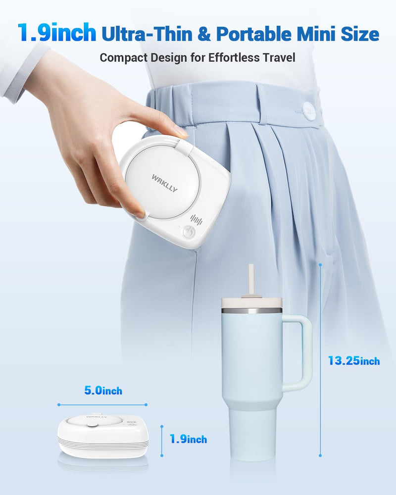 [Australia] - Rechargeable Ultrasonic Retainer Cleaner Machine | 50kHz 1.9 inch Ultra-Thin Portable | Night Guard Aligners Jewelry |6pcs Cleaner Tablets Included | Quick & Deep Clean Modes | Oral Dental Care White 