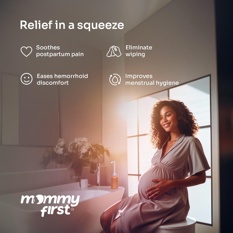 [Australia] - Mommy First¬Æ Peri Bottle for Postpartum Care | Upside Down Bottle for Perineal Cleansing and Recovery | Portable Bidet | Postpartum Essential | Peach 12.2 OZ 12.2 Ounce 