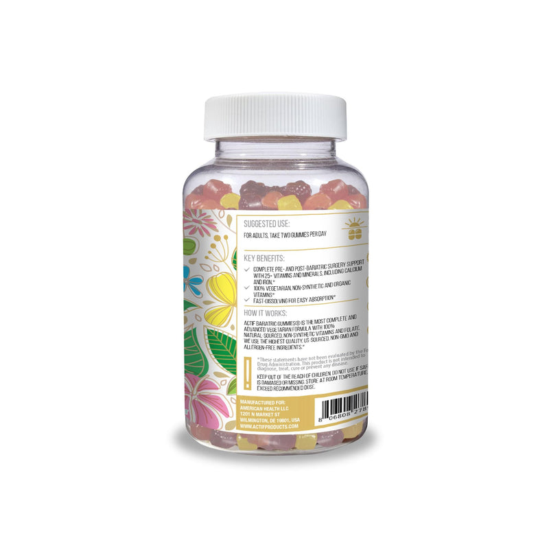 ACTIF Organic Bariatric Gummies with 25+ Organic Vitamins and Minerals for Bariatric Surgery Gastric Bypass Surgery, Advanced Formula - 90 Count