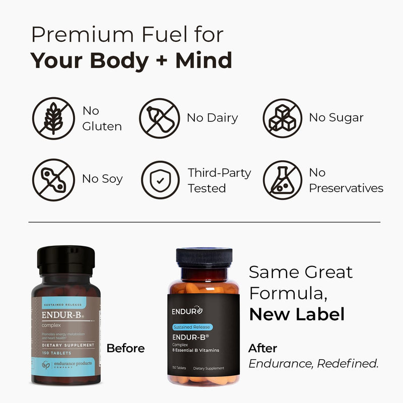 ENDUR-B® Complex Sustained Release B-Vitamin Formula, 150 Tablets | All 8 B vitamins, Thiamin Riboflavin Folate B12 Biotin, Energy metabolism, cGMP & UL-Certified, USA made