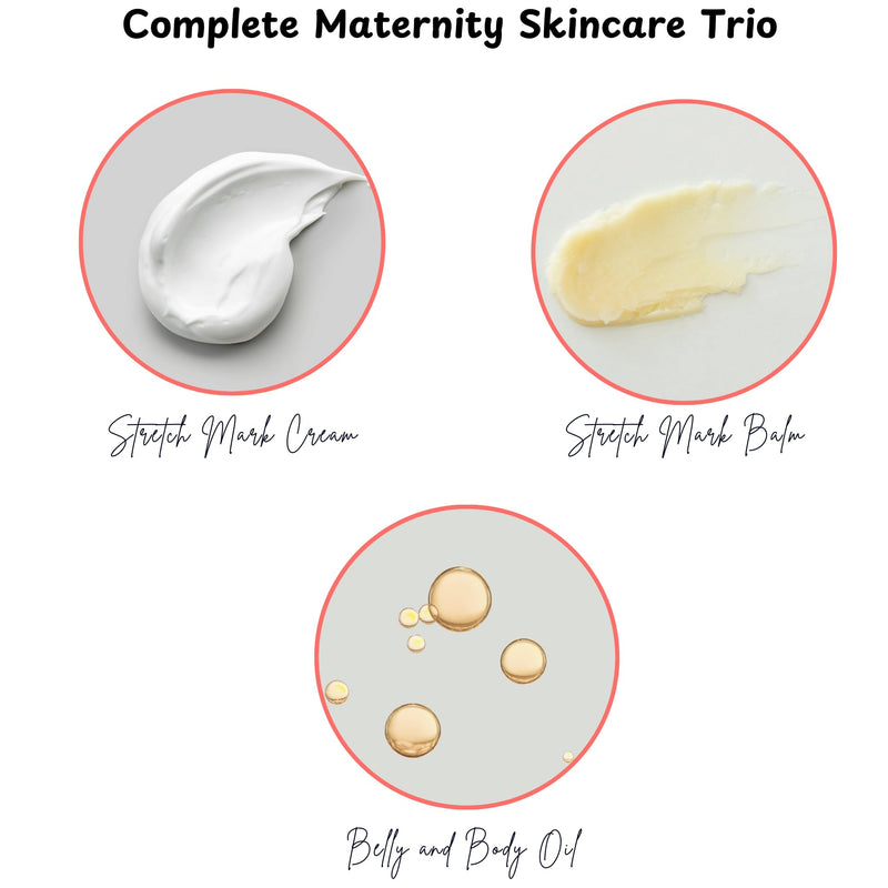 [Australia] - Stretchies and Stripes Bump and Body Stretch Mark Deluxe Gift Set | Body Oil, Stretch Mark Balm, Stretch Mark Cream | Pregnancy Safe | Gift for Mom 
