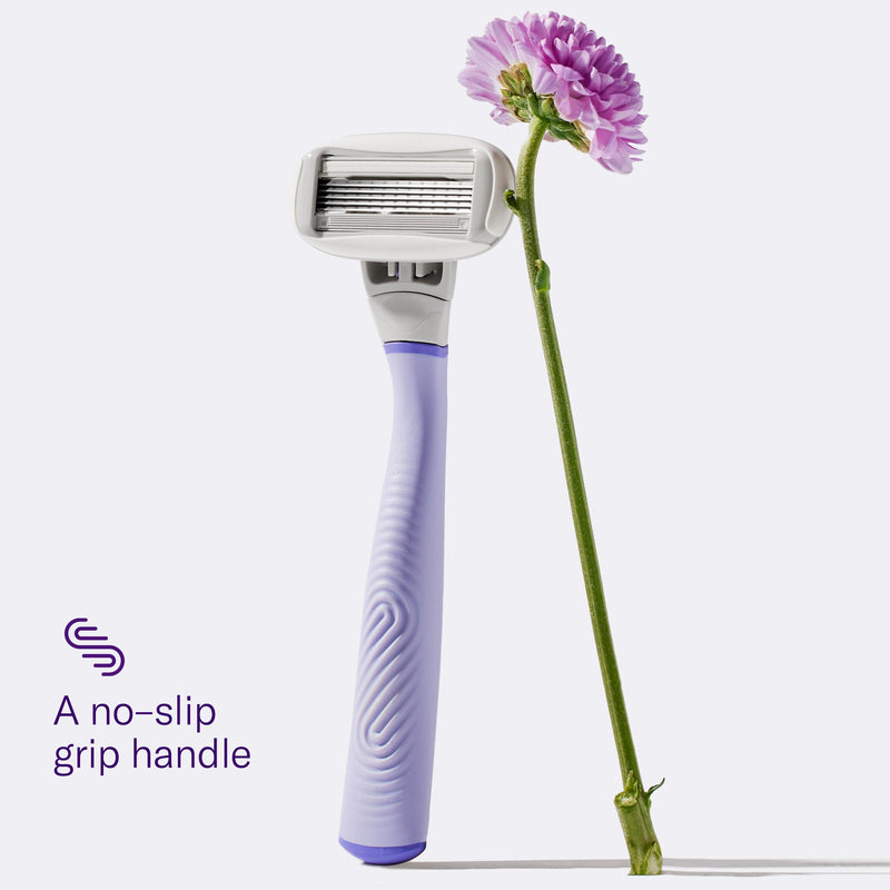 [Australia] - FLAMINGO 5-Blade Razors for Women - 1 Razor Handle + 4 5-Blade Refills + 1 Shower Holder - Lilac 