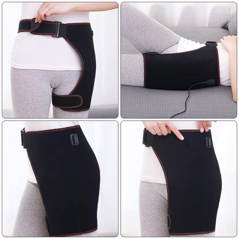 Electric Heated Hip Wrap, Heating Thigh Brace Therapy Heated Hip Support for Bursitis, Hamstring, Arthritis, Bursitis, Injuries, Nerve Pain Relief, 3 Temperature Settings & Timer