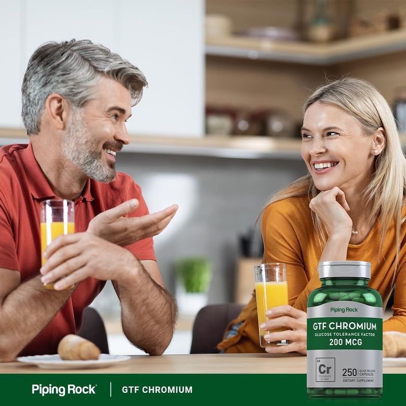 [Australia] - Piping Rock GTF Chromium 200 mcg | 250 Capsules | Glucose Tolerance Factor | Non-GMO, Gluten Free Supplement 