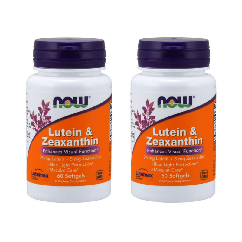 NOW Supplements, Lutein & Zeaxanthin with 25 mg Lutein and 5 mg Zeaxanthin, 60 Softgels (2 Pack)