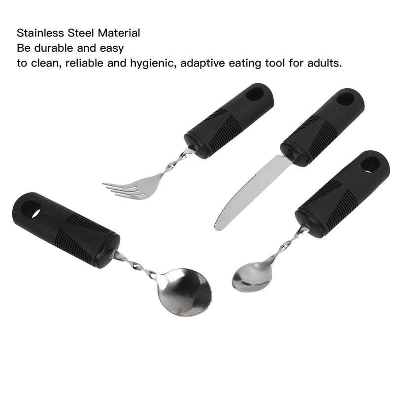 Weighted Silverware Set for Parkinson's & Arthritis, Adaptive Utensils for Hand Tremors, 2 Spoons, 1 Fork, 1 Knife, Ergonomic Stainless Steel Cutlery with Anti-Shake Design