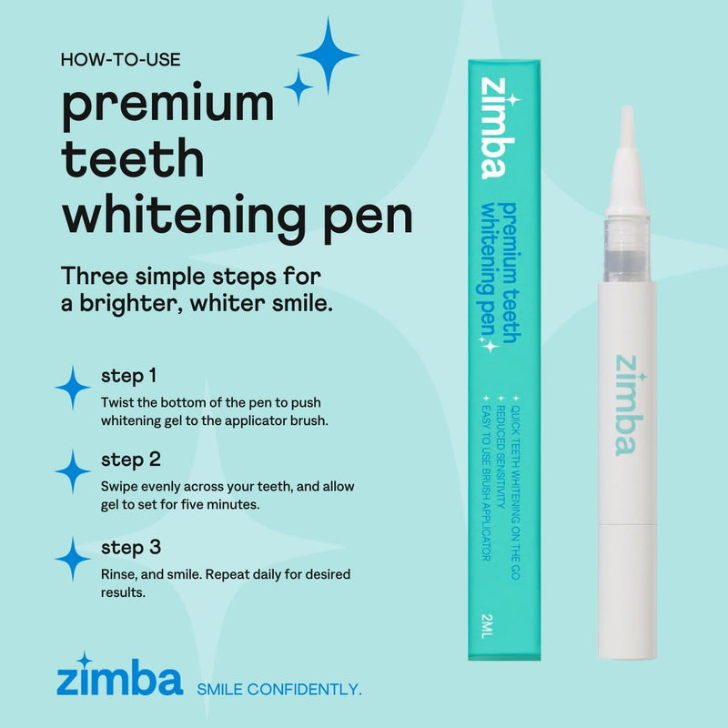 [Australia] - New Zimba Ultimate Whitening Kit | Cordless LED Accelerator Light, Whitening Strips, and Whitenig Pen 0.33 Fl Oz (Pack of 3) 