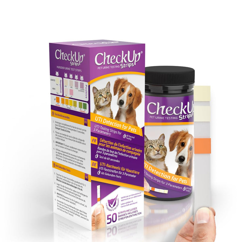 CheckUp Dog P-Pole Sample & Test UTI Bundle - P-Pole Telescopic Pole, Cup, Pipette and Vial for Dog Urine Collection with CheckUp pH, Leukocytes, and Nitrite Levels Testing Strips x 50