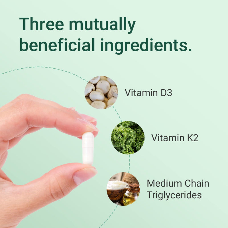 Theonia Vitamin D3 & K2 MK-7-100ug Each with MCT Oil - Suitable for Vegetarians - Support Healthy Bones, Teeth, Muscles, Immune Function, and Fatigue - Non-GMO 60 count (Pack of 1)