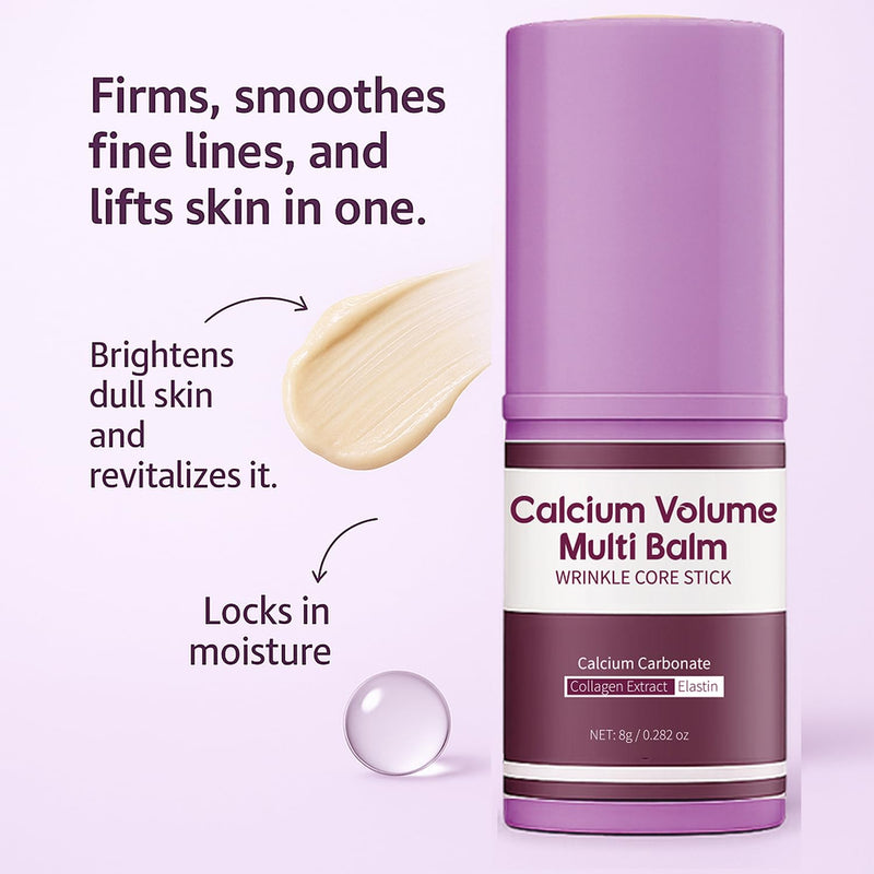 2Pcs Calcium Volume Multi Balm Stick, Korean Skin Care Moisturizing Balm with Vitamin, Almond & Vitamin E for Lip Eye Neck