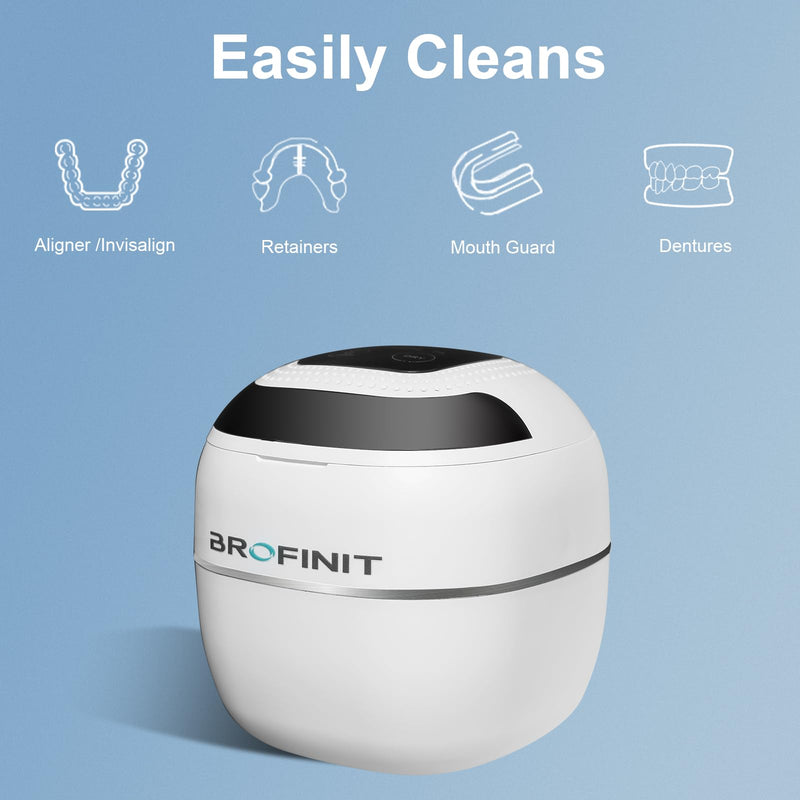 [Australia] - Ultrasonic Retainer Cleaner Machine,45Khz/25W Retainer Cleaner Machine with Digital Timer,Blue Light & Drying For Dentures Aligners Braces Mouth Guards Night guard white 