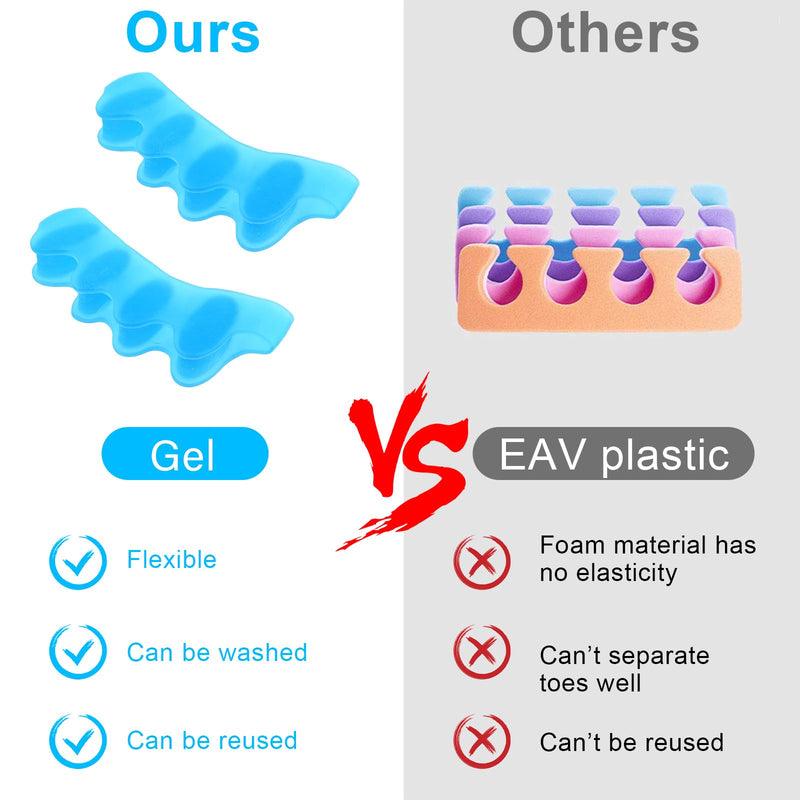 [Australia] - Andibro Silicone Soft Toe Separator, Pack of 4 Toe Separators Hallux Valgus Toe Spacer Women Men Universal Size for Hallux Valgus Hammer Toe Pad Bandage Blue + Pink 