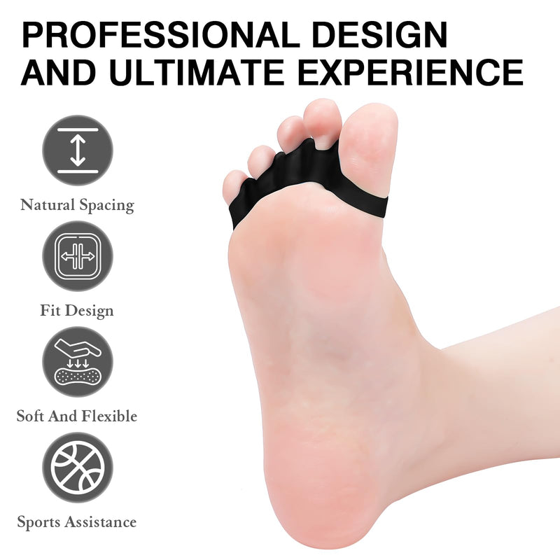 2PCS Toe Spacers for Women and Men, Toe Separators for Pedicure, Bunion Corrector, Hammer Toe Straightener, Plantar Fasciitis, Toe Spreaders for Foot Pain Relief and Foot Health. Black 2