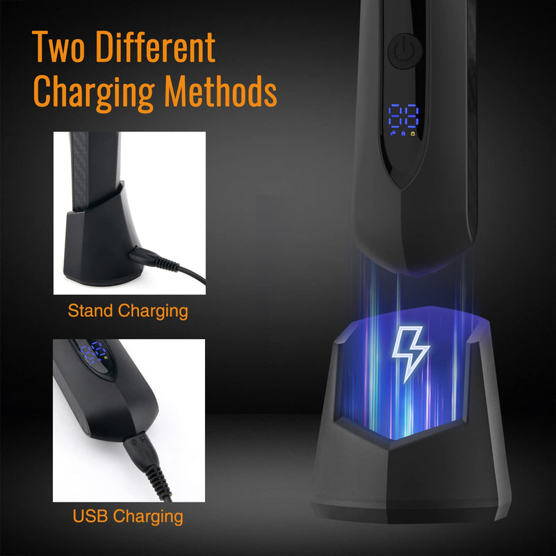 PRITECH Body Hair Trimmer for Men - Rechargeable Trimmer for Mens with Ceramic Blade, Wet & Dry Mens Ball Trimmer with Standing Recharge Dock, Cordless Groin Hair Trimmer for Men Black