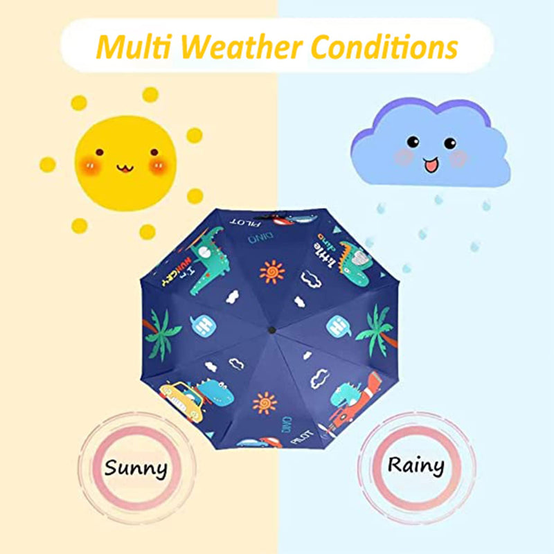 Hannstar Kids folding umbrella for gilrs & boys, strong and portable - windproof durable umbrella with one button auto open/close, Lightweight