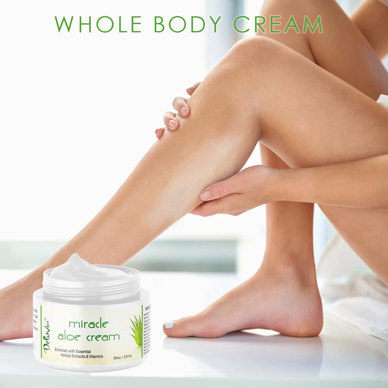 Deluvia Miracle Aloe Cream | Face & Body Moisturizer with Vitamin E & Organic Aloe Vera | Hydrating, Soothing for Dry Skin, Anti-Wrinkle, Acne Scars, Rosacea, Psoriasis, Eczema - 2 Pack | Hydrating for Dry, Itchy Skin, Problem Skin, Anti-Wrinkle, Sooth...