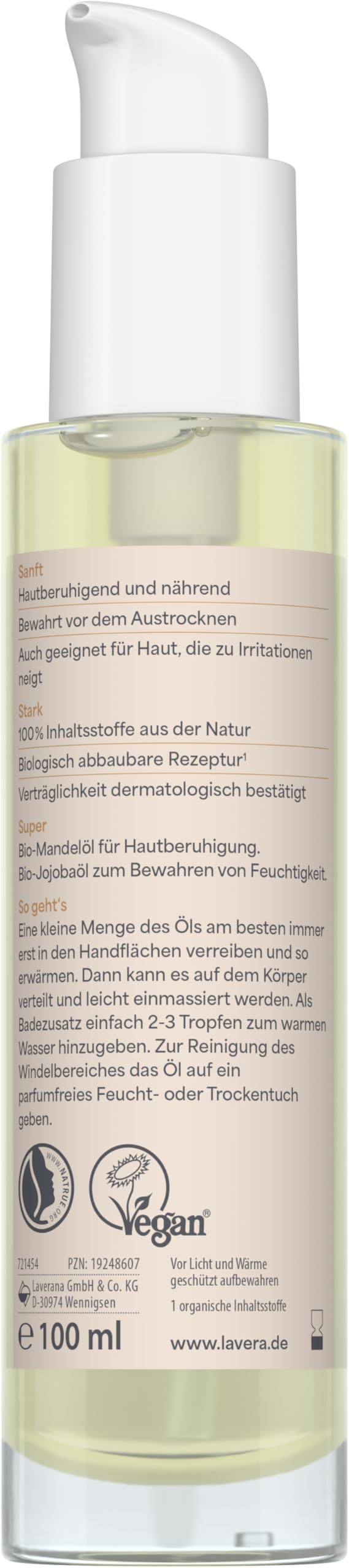 [Australia] - lavera baby care oil - skin-soothing and nourishing - moisturizing - without fragrances and preservatives - vegan - natural cosmetics - 100 ml 