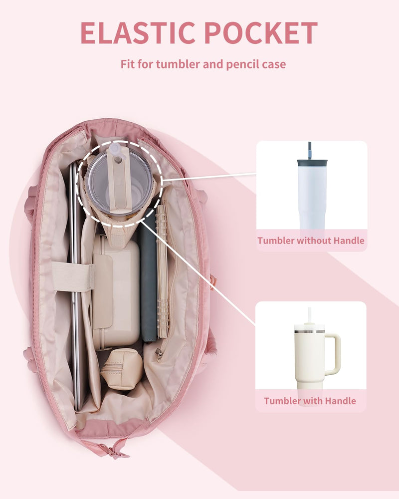 Wandering Nature puffer tote bag fit and makeup bag