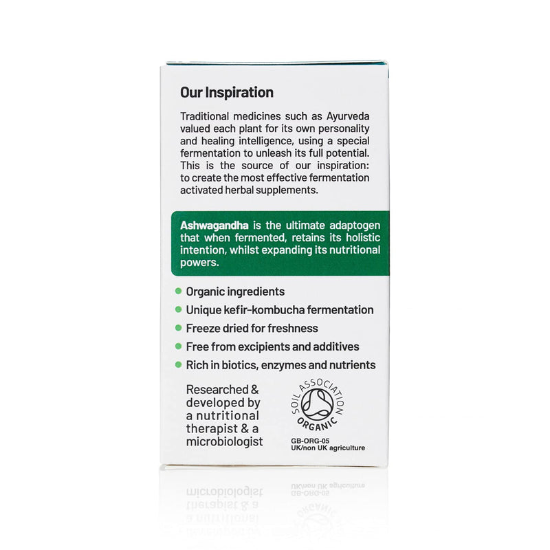 Organic Fermented Ashwagandha (60 Capsules) | Support Sleep and Stress Reduction | 600mg Fermented Ashwagandha per Serving