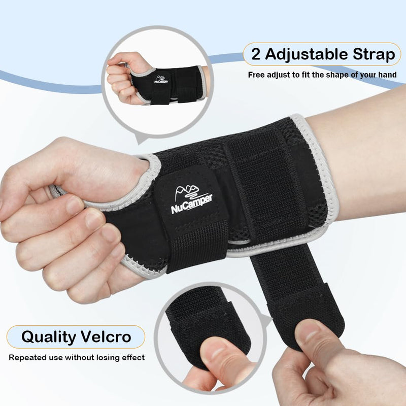 NuCamper Wrist Brace Carpal Tunnel Left Hand for Men Women,Wrist Support Splint Hand Brace with Adjustable Straps,Night Sleep Support Arm Stabilizer with Compression Sleeve for Tendonitis,Arthritis,Sprains,Pain Relief