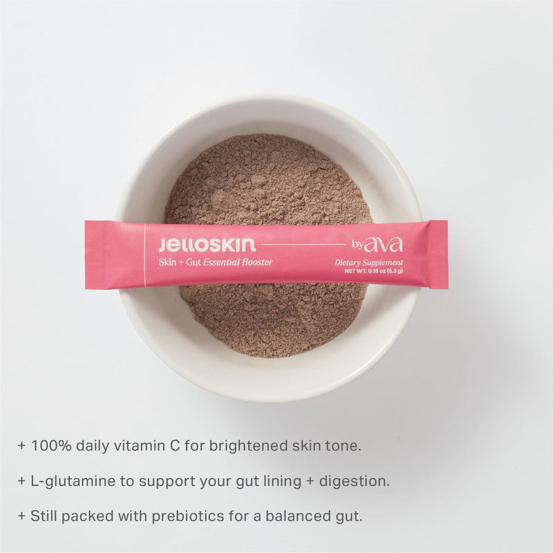 byAVA Skin and Gut Prebiotic Booster Powder, L-Glutamine 1500mg, 30ct | Camu Camu Vitamin C, Zinc + Niacinamide for glow; spirulina, goji & maqui berry superfoods; vegan, no added sugar