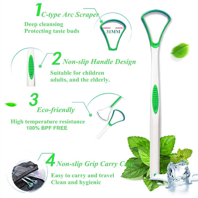 [Australia] - Tongue Scraper Cleaner 100% BPA Free Tongue Scrapers with Travel Handy Case for Adults, Kids, Healthy Oral Care, Easy to Use, Help Fight Bad Breath (4 PACK) 4 Count (Pack of 1) 4Color 