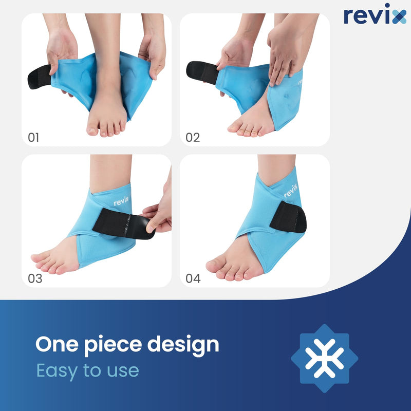 [Australia] - REVIX Ankle Ice Pack Wrap – Reusable Gel Cold Compression for Foot Discomfort, Ice Wrap for Feet Swelling and Recovery, Plantar Fasciitis, Achilles Tendonitis, and Sprained Ankles 1 Pack 1.0 