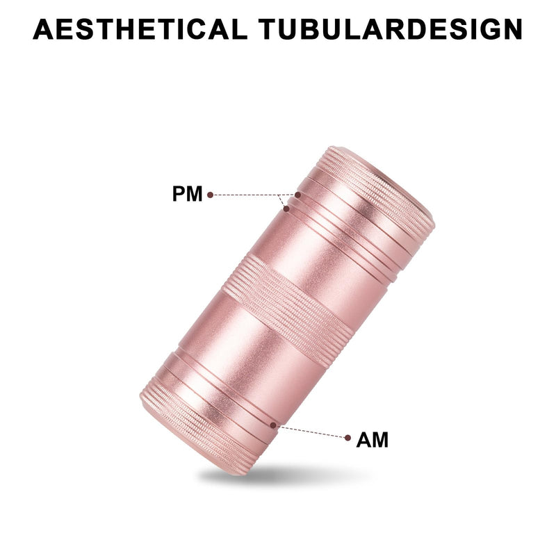 Small Pill Box Metal Pill Case - Portable Waterproof Pill Container for Pocket Purse, Travel Daily Pill Holder, Medicine Organizer for Vitamin/Fish Oil/Supplements Pink 1 Pack Small-Medium