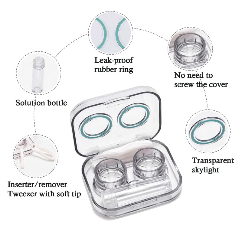 [Australia] - 4 Pack Flip Top Clear Contact Lens Case Travel Kit, Cute Contact Case Holder with Tweezers Remover Tool, Contact Lens Soak Storage Kit for Travel & Home Pink, Green, Blue, Purple 