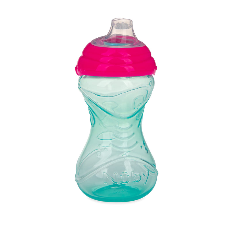 Nuby Clik-It Soft Spout No-Spill Easy Grip Sippy Cup for Girls - (3-Pack) 10 Oz - 6+ Months Girl