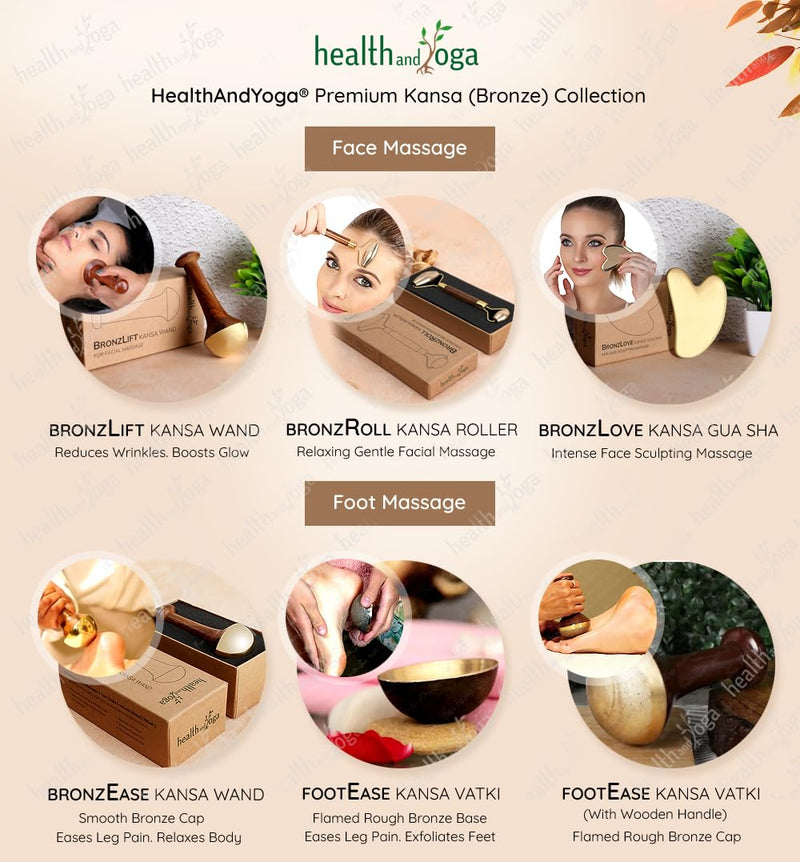 [Australia] - HealthAndYoga™ BronzEase Kansa Foot Massager - Kansa Wand Ayurveda Benefits of Bronze - Massage Wand to Restore Luster Through Detoxification (Stick - Smooth) BronzEase (Stick - Smooth) 