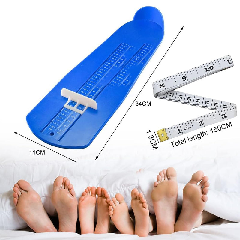 [Australia] - Foot measuring device, shoe size EU sizes 15-48, foot measuring device, shoe sizer for children, children's adult shoe measuring device, shoe size chart, for women and men children's feet, with tape measure, blue 