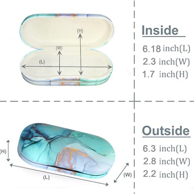 [Australia] - AITIME 2 in 1 Double Sided Portable Contact Lens and Eyeglasses Case, Marbling, Multifunction, Durable, Compact, Portable Storage Kit Marble-Green 