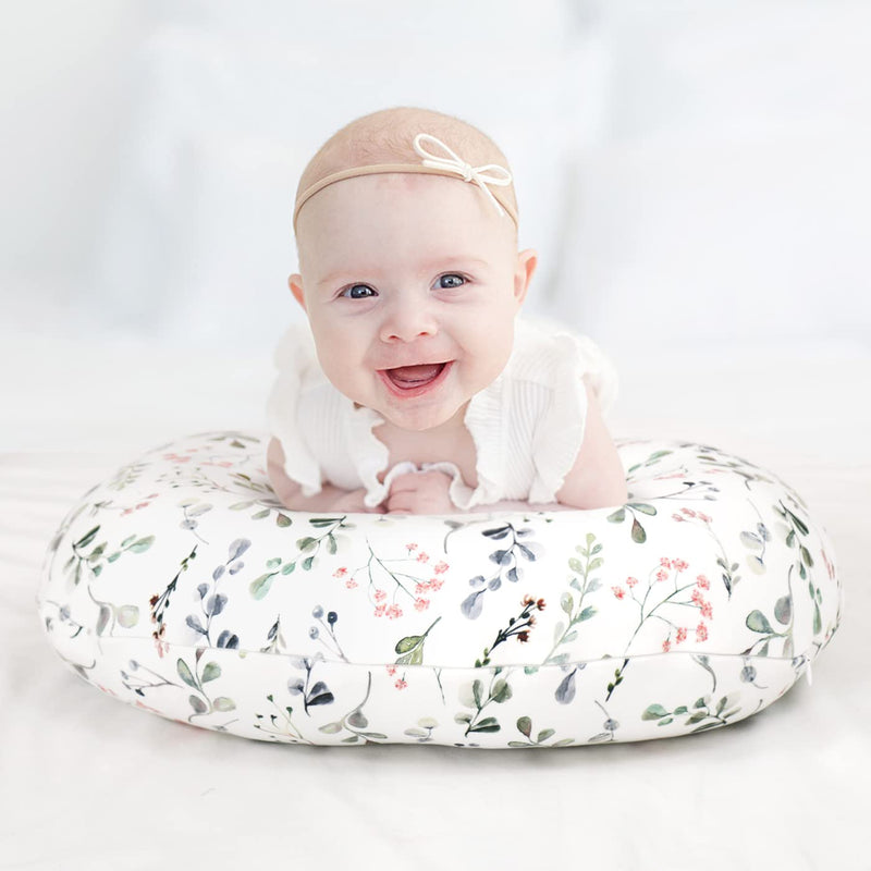 [Australia] - GRSSDER Nursing Pillow Cover Stretchy Minky Removable Nursing Covers for Breastfeeding Pillows, Ultra Soft Comfortable Slipcover for Girls, Stylish Flora Pattern Fresh Green 