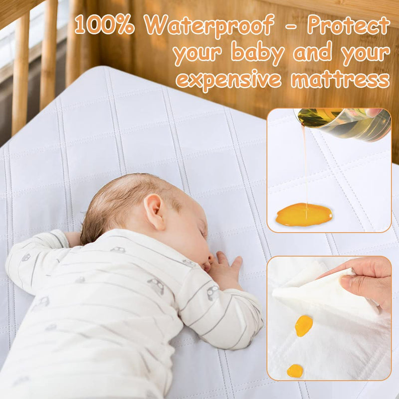 [Australia] - Yoofoss Waterproof Crib Mattress Protector 2 Pack, Quilted Crib Mattress Pad Cover Ultra Soft and Breathable, Machine Washable Toddler Mattress Protector for Standard Baby Crib Size 52''x28'' White (2 Pack) Microfiber 