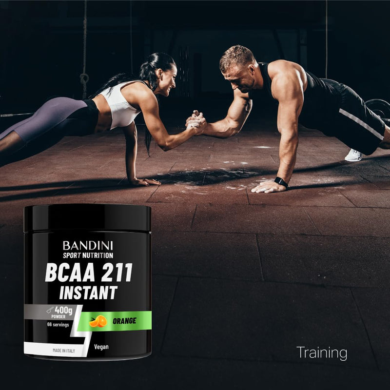 Bandini® BCAA 211 Powder 400g - 66 Servings - Branched Chain Amino Acids BCAAs 2:1:1 Supplement - Pre & Intra Workout, Recovery Energy Drink with L Leucine, L Isoleucine, L Valine - 100% Vegan, Orange 400g (pack of 1)