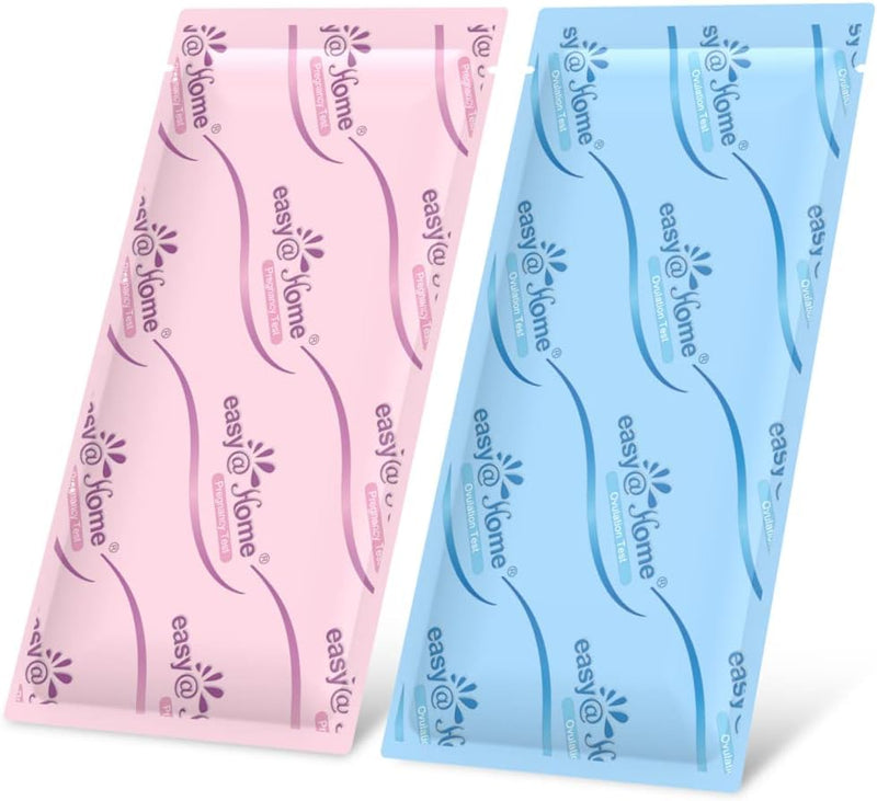 [Australia] - Easy@Home Ovulation & Pregnancy Test Strips Kit: 40 Ovulation Strips and 10 Pregnancy Tests– Accurate Fertility Tracker OPK - Powered by Premom APP | 40LH + 10HCG + 50 Urine Cups 50 Count (Pack of 1) 