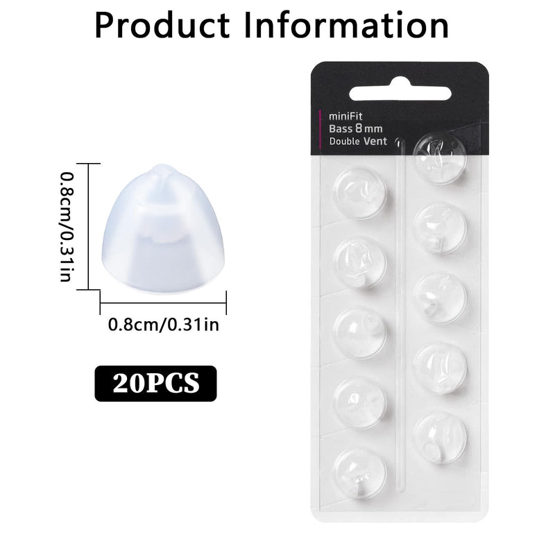 Compatible with Oticon Hearing Aid Accessories - 8mm Double Vent Domes, 2 Pack Universal Silicone Replacement Domes, Universal Fit for MiniFit Hearing Aid Supplies