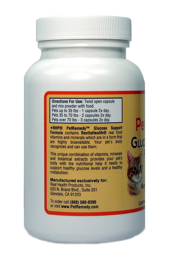 PetRemedy Pet Blood Sugar Support. Natural Supplement maintains Healthy Glucose Levels in Diabetic Cats and Dogs. (180 Capsules, 90 Days Supply) - PawsPlanet Australia