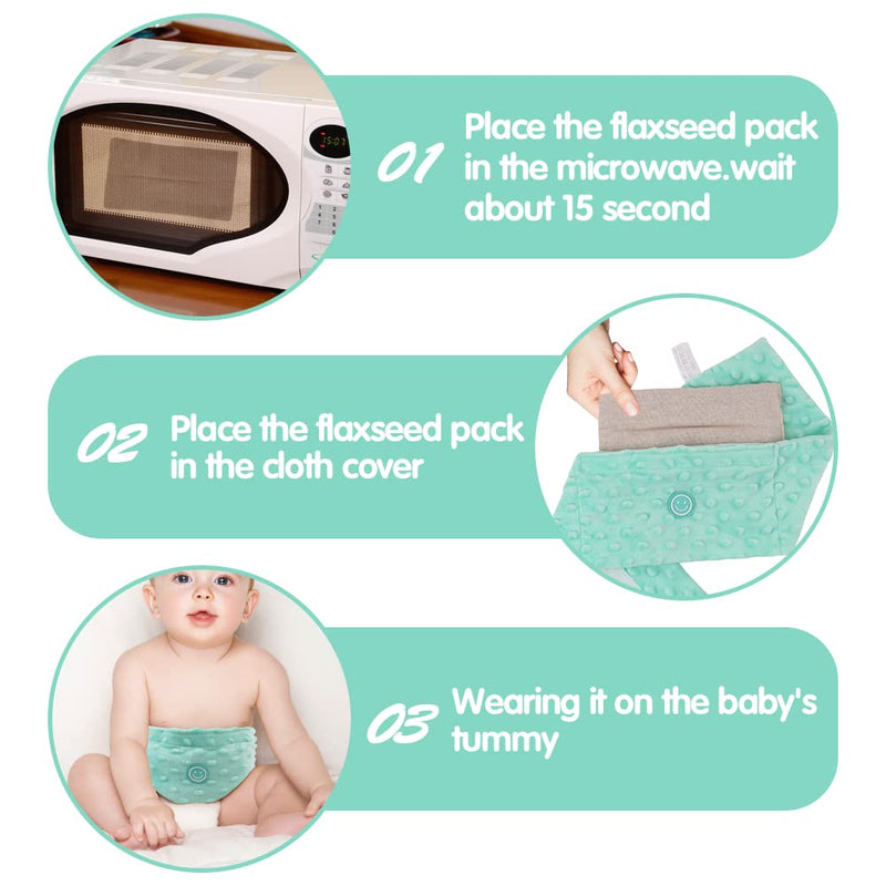 [Australia] - Comfheat Colic and Gas Relief for Newborns and Toddlers, Flaxseed Heated Tummy Wrap, Baby Swaddling Belt, Natural Aid for Upset Stomach in Babies and Toddlers, 0-3 Years (Green) Green 