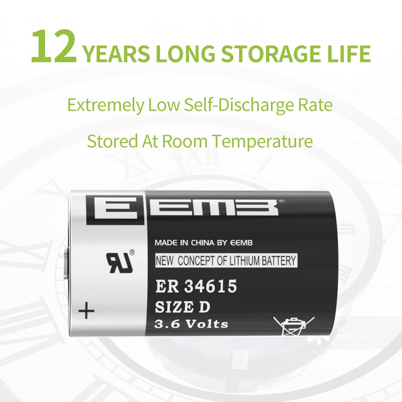 [Australia] - 4Pack EEMB 3.6V D Cell Batteries ER34615 D Size Lithium Batteries 19000mAh Li-SOCL₂ Non-Rechargeable Battery LS-33600 XL-205F for CNC & Printing Machine Tool,Meter,Clock & 1 Year Manufacturer Warranty 