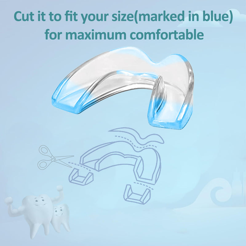 [Australia] - Mouth Guard for Grinding & Clenching Teeth 4 Count Total (2 Sizes) 2 pcs Blue Including Hygiene Case Nighttime Teeth Protection BPA-Free Comfortable Clench No More & Sleep Well Blue and Clear 